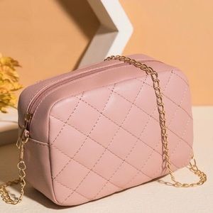 Pink Quilted Crossbody Purse